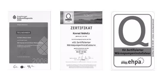 Zertifikate der Elektro Rebholz GmbH.